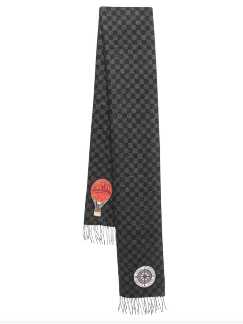 LV Graphite Damier Map Wool & Alpaca Scarf (read description)